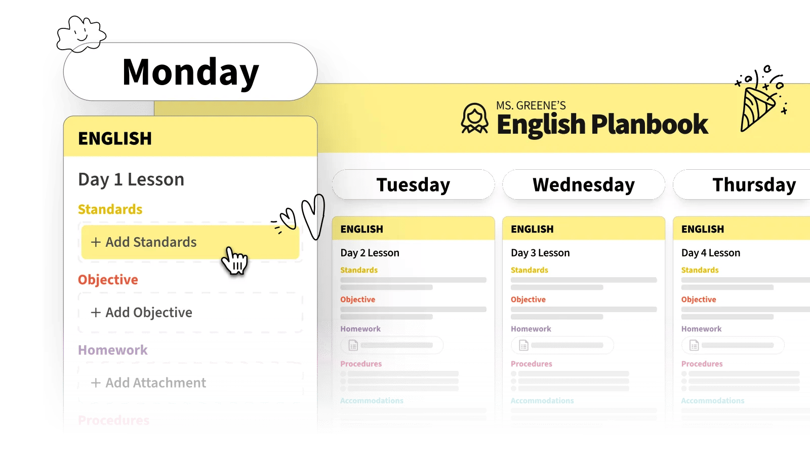 Teacher view of lesson planning in Common Planner
